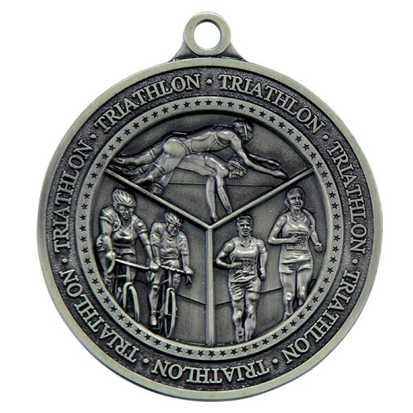 Olympia Triathlon Medal Antique Silver - Cornish Custom Creations