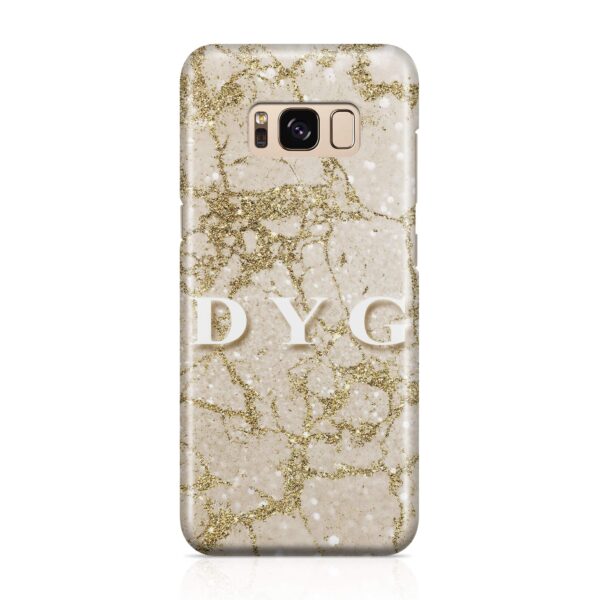 Pearl Marble With Initials - Galaxy 3D Custom Phone Case - Cornish Custom Creations