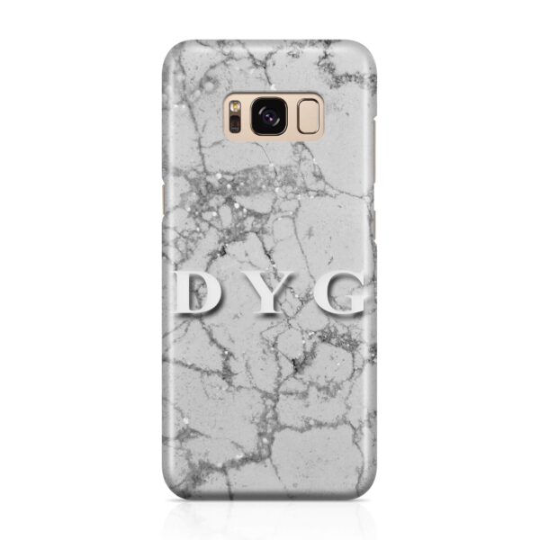 Pearl Marble With Initials - Galaxy 3D Custom Phone Case - Cornish Custom Creations