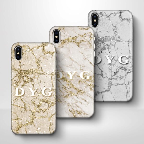 Pearl Marble With Initials - iPhone 3D Custom Phone Case - Cornish Custom Creations