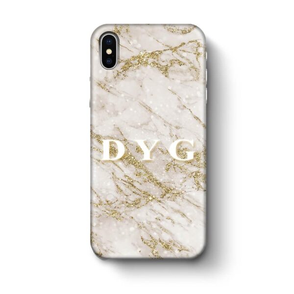 Pearl Marble With Initials - iPhone 3D Custom Phone Case - Cornish Custom Creations