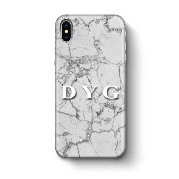 Pearl Marble With Initials - iPhone 3D Custom Phone Case - Cornish Custom Creations