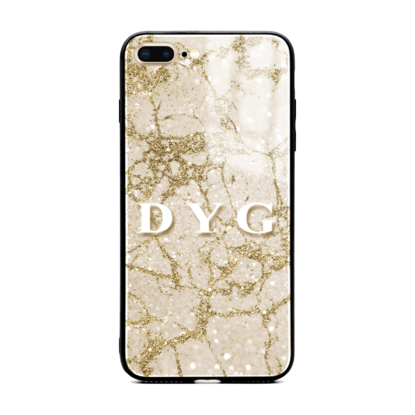 Pearl Marble With Initials - iPhone Glass Phone Case - Cornish Custom Creations