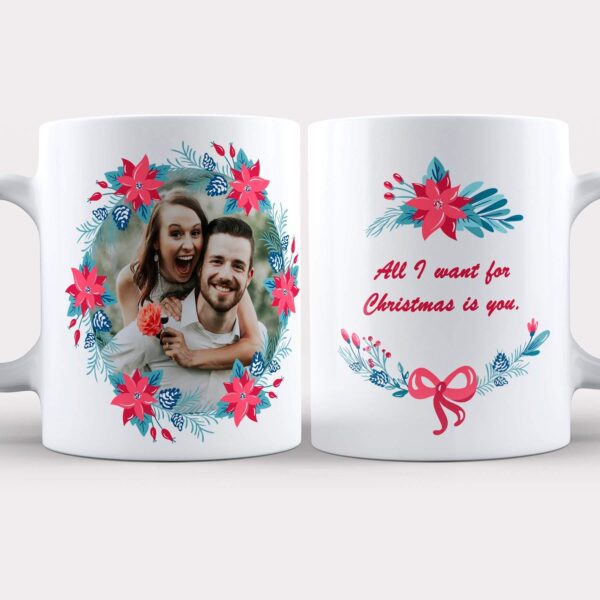 Personalised Christmas Wreath Mug and Coaster Set - Cornish Custom Creations