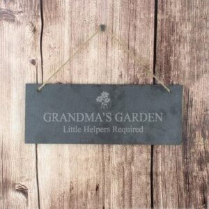 Personalised Flower Motif Hanging Slate Plaque - Engrave Express