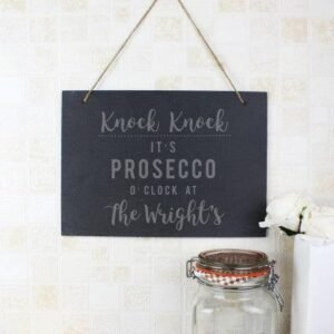 Personalised Prosecco O'Clock Hanging Slate Sign - Engrave Express