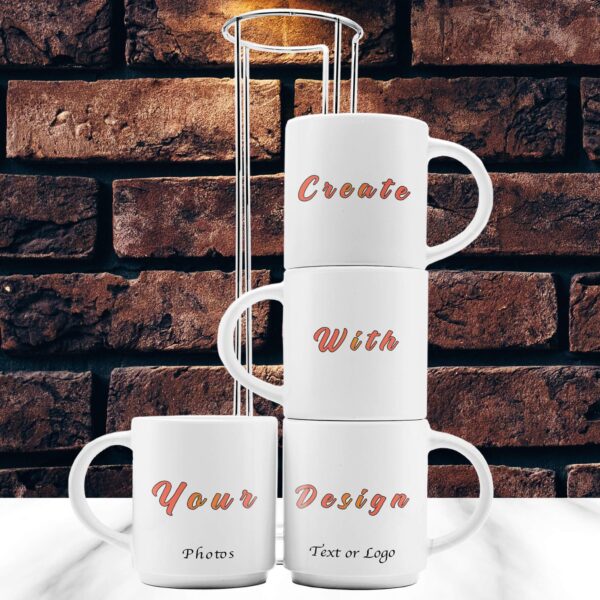 Personalised Stackable Mugs | 4 Mugs Set with Stand - Cornish Custom Creations