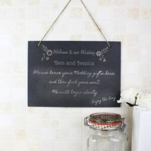 Personalised Wedding Flowers Hanging Slate Sign - Engrave Express