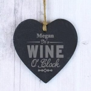 Personalised Wine O'Clock Slate Heart - Engrave Express