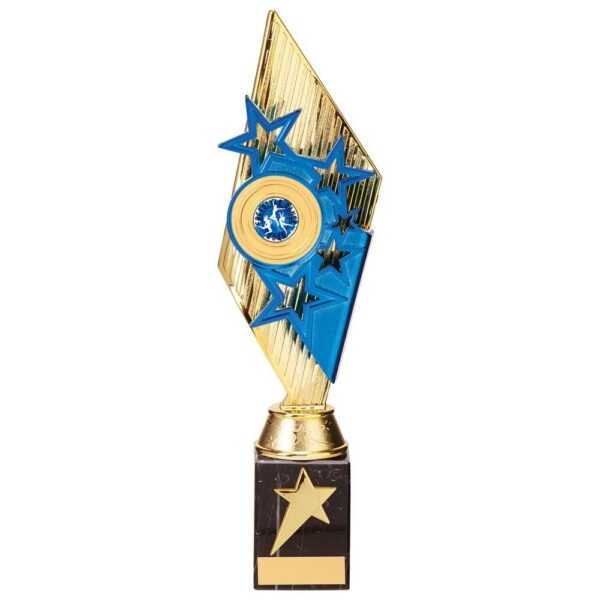 Pizzazz Plastic Trophy Gold & Blue - Cornish Custom Creations