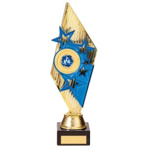 Pizzazz Plastic Trophy Gold & Blue - Cornish Custom Creations