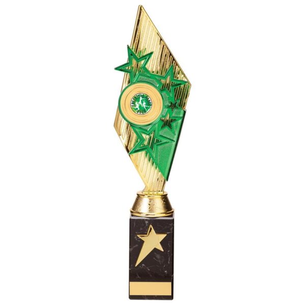 Pizzazz Plastic Trophy Gold & Green - Cornish Custom Creations