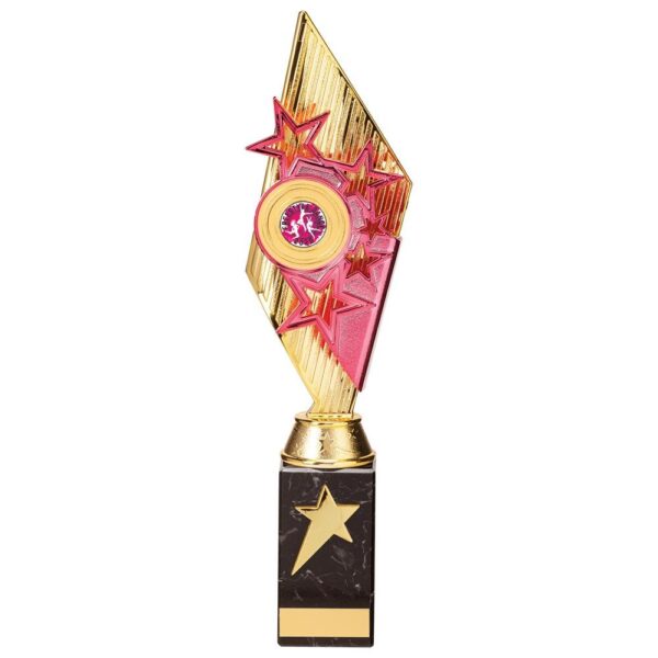 Pizzazz Plastic Trophy Gold & Pink - Cornish Custom Creations