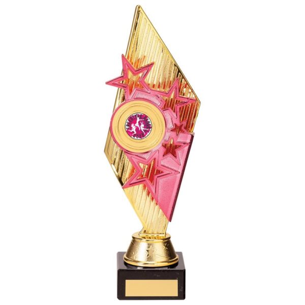 Pizzazz Plastic Trophy Gold & Pink - Cornish Custom Creations