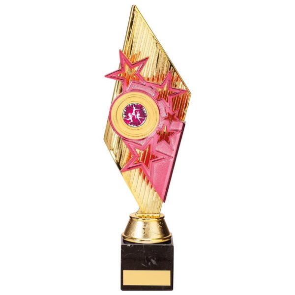 Pizzazz Plastic Trophy Gold & Pink - Cornish Custom Creations