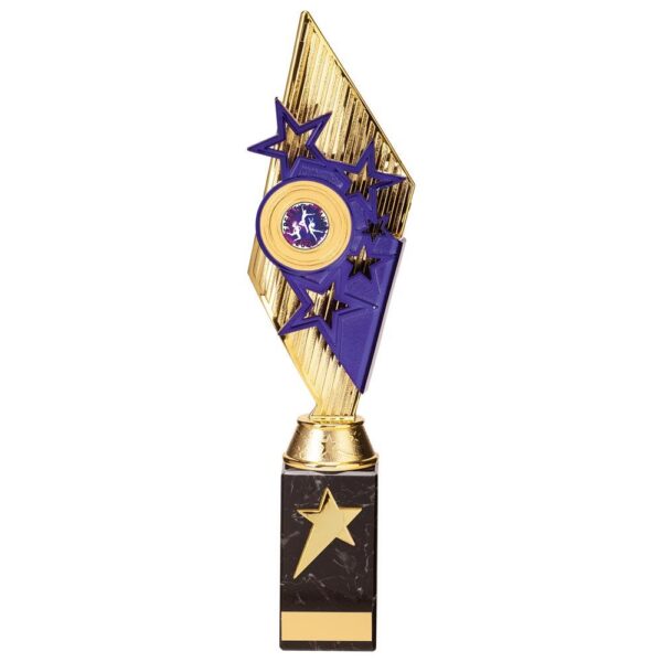 Pizzazz Plastic Trophy Gold & Purple - Cornish Custom Creations