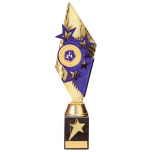 Pizzazz Plastic Trophy Gold & Purple - Cornish Custom Creations