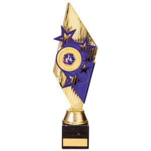 Pizzazz Plastic Trophy Gold & Purple - Cornish Custom Creations