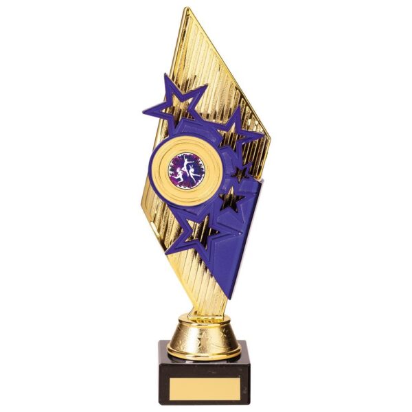 Pizzazz Plastic Trophy Gold & Purple - Cornish Custom Creations