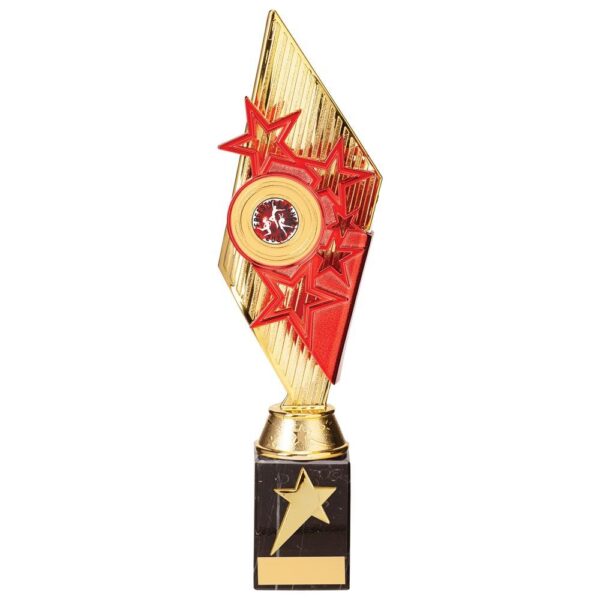 Pizzazz Plastic Trophy Gold & Red - Cornish Custom Creations