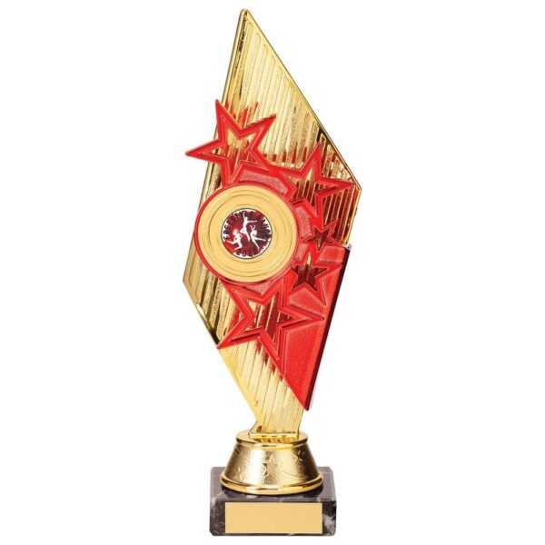 Pizzazz Plastic Trophy Gold & Red - Cornish Custom Creations