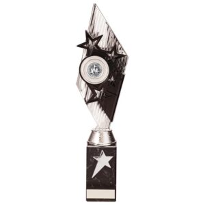 Pizzazz Plastic Trophy Silver & Black - Cornish Custom Creations