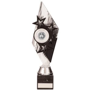 Pizzazz Plastic Trophy Silver & Black - Cornish Custom Creations