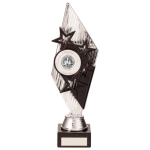 Pizzazz Plastic Trophy Silver & Black - Cornish Custom Creations