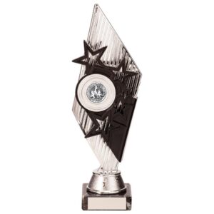 Pizzazz Plastic Trophy Silver & Black - Cornish Custom Creations