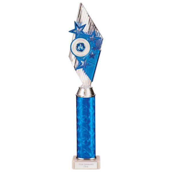 Pizzazz Plastic Trophy Silver & Blue - Cornish Custom Creations