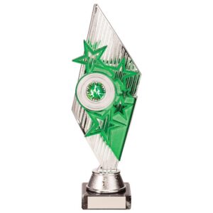 Pizzazz Plastic Trophy Silver & Green - Cornish Custom Creations