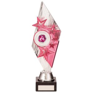 Pizzazz Plastic Trophy Silver & Pink - Cornish Custom Creations