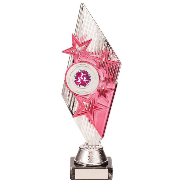 Pizzazz Plastic Trophy Silver & Pink - Cornish Custom Creations