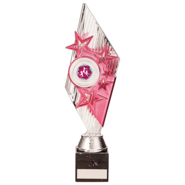 Pizzazz Plastic Trophy Silver & Pink - Cornish Custom Creations