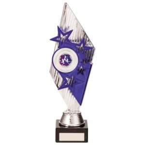 Pizzazz Plastic Trophy Silver & Purple - Cornish Custom Creations