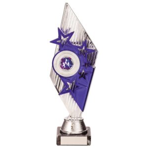 Pizzazz Plastic Trophy Silver & Purple - Cornish Custom Creations