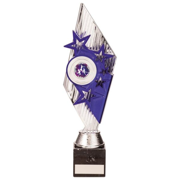 Pizzazz Plastic Trophy Silver & Purple - Cornish Custom Creations