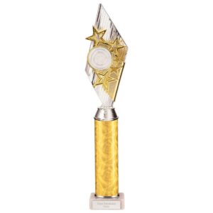 Pizzazz Plastic Tube Trophy Silver & Gold - Cornish Custom Creations