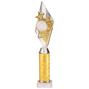 Pizzazz Plastic Tube Trophy Silver & Gold - Cornish Custom Creations