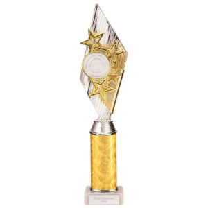 Pizzazz Plastic Tube Trophy Silver & Gold - Cornish Custom Creations