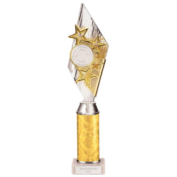 Pizzazz Plastic Tube Trophy Silver & Gold - Cornish Custom Creations