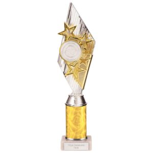 Pizzazz Plastic Tube Trophy Silver & Gold - Cornish Custom Creations