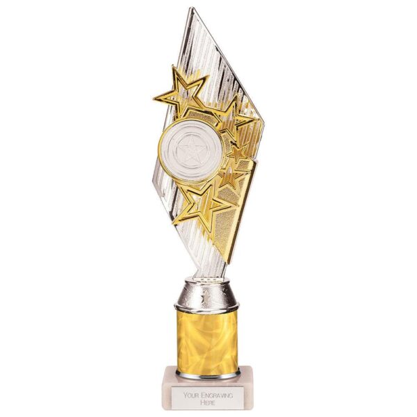 Pizzazz Plastic Tube Trophy Silver & Gold - Cornish Custom Creations