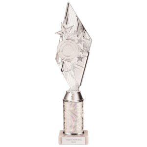 Pizzazz Plastic Tube Trophy Silver - Cornish Custom Creations