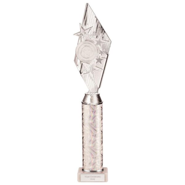 Pizzazz Plastic Tube Trophy Silver - Cornish Custom Creations