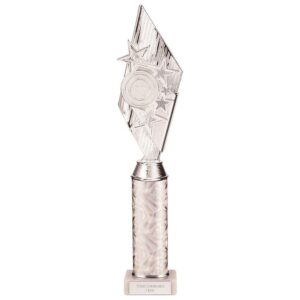 Pizzazz Plastic Tube Trophy Silver - Cornish Custom Creations