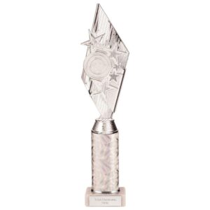 Pizzazz Plastic Tube Trophy Silver - Cornish Custom Creations