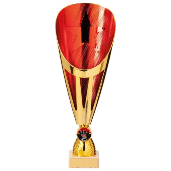 Rising Stars Deluxe Plastic Lazer Cup Gold & Red - Cornish Custom Creations