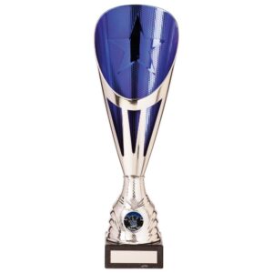 Rising Stars Deluxe Plastic Lazer Cup Silver & Blue - Cornish Custom Creations