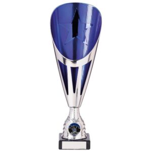 Rising Stars Deluxe Plastic Lazer Cup Silver & Blue - Cornish Custom Creations